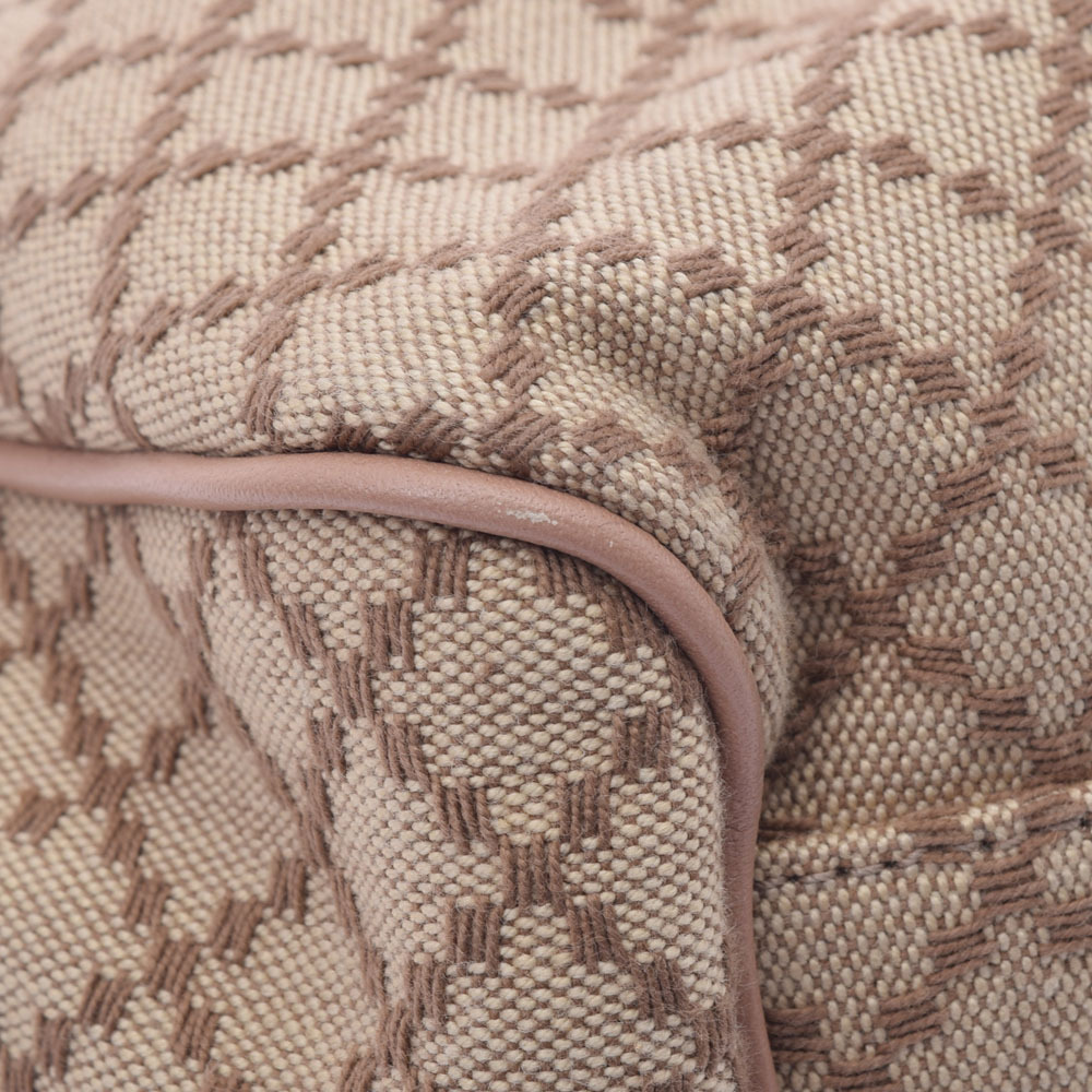 GUCCI Sukey Diamante Beige Pink Canvas Leather Handbag - Picture 6 of 9